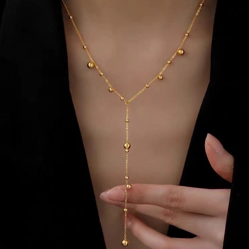 Minimalist Ball Titanium Steel Plating Long Necklace