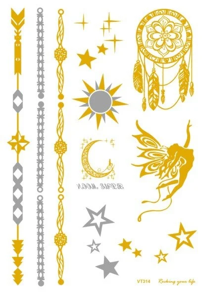 24 Kinds Metallic Bronzing Mandala Temporary Tattoo Sticker Glitter Gold Body Art Waterproof Disposable tatouage temporaire