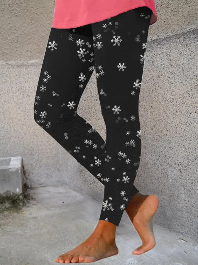 Women's Christmas Snowflake Stretch Leggings