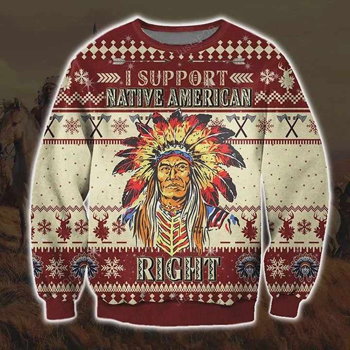 Unisex Native American Owl 3D All Printed Ugly Christmas Sweatshirt