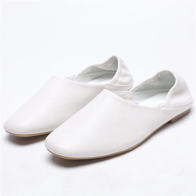 Ladies Flats new ballerinas soft leather moccasins slip on retro grandma shoes spring summer driving shoes woman mules slippers