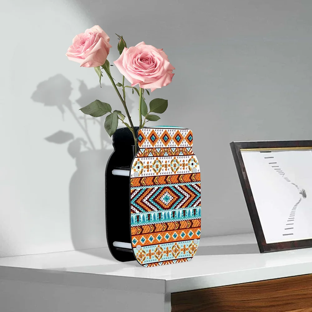 Mandala Acrylic Double Sided Special Shape Diamond Painting Vase for Home
