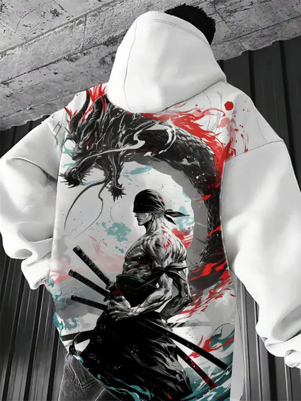 Men's Stylish One Piece Zoro Printing Hoodie