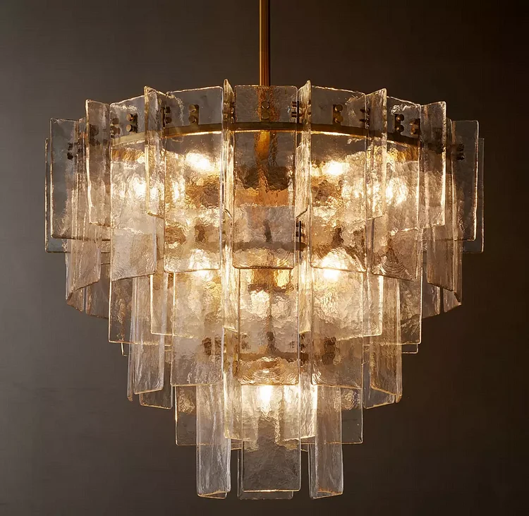 Lattice Clear Glass Tiered Round Chandelier 36" Vjlight