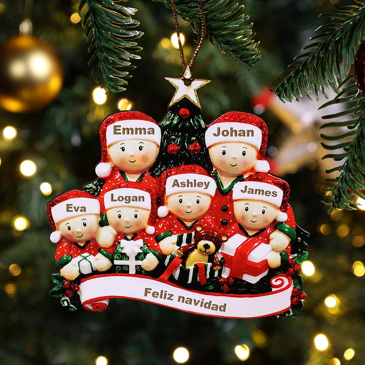 Navidad-Ornamento muñecos navideño de madera 6 nombres y 1 texto personalizados adorno de árbol