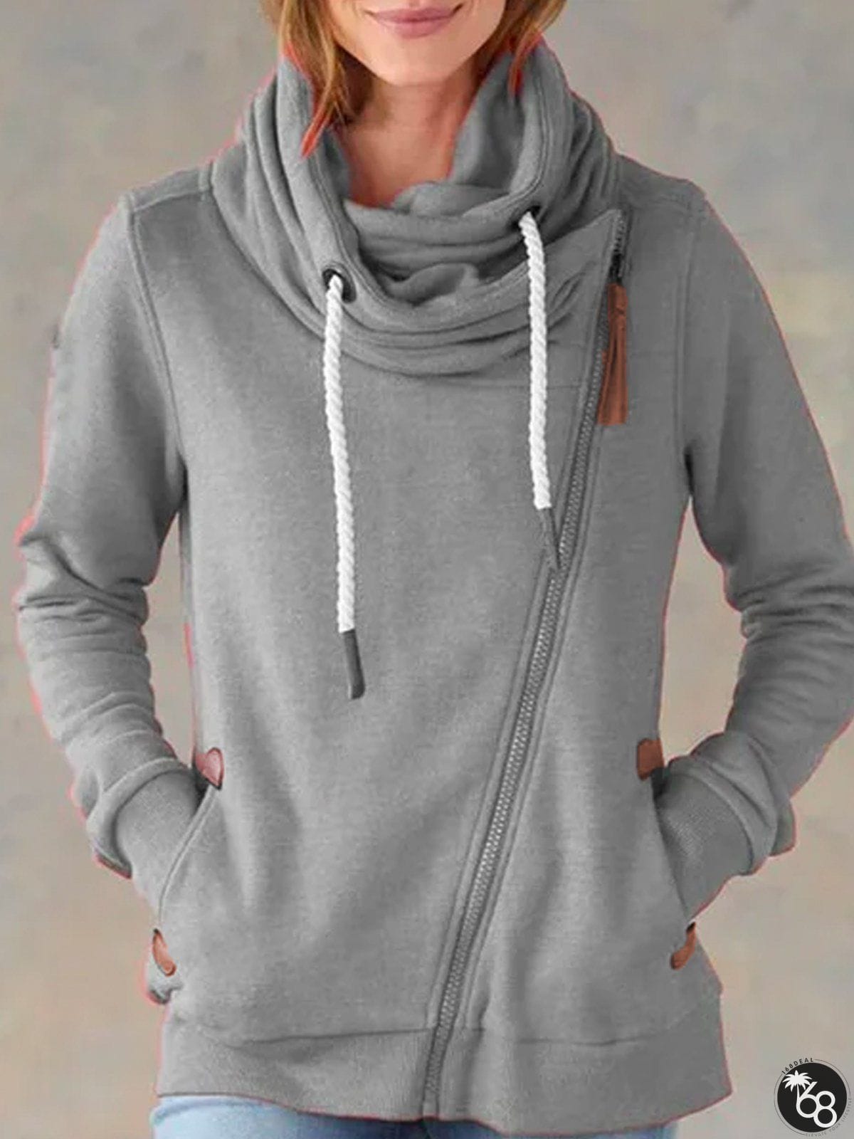 Zipper Solid Casual Warm Knit coat | 168DEAL