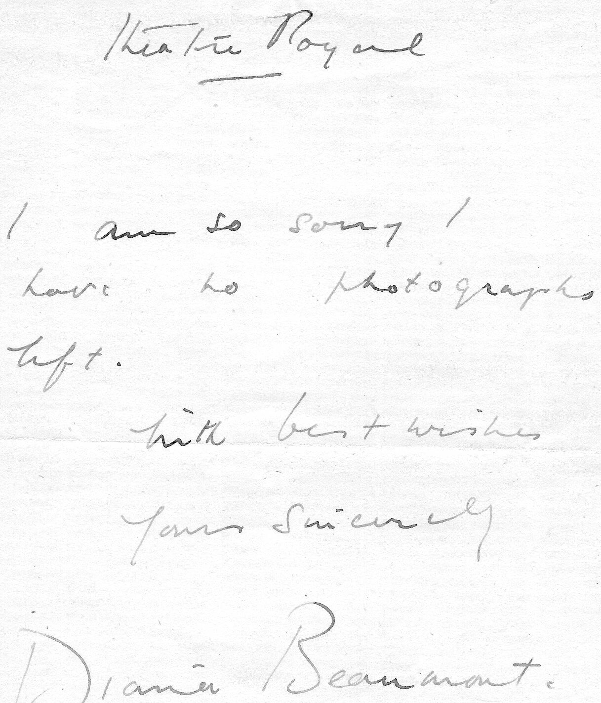 DIANA BEAUMONT Deceased AUTOGRAPH, FABIAN OF THE YARD, OLD MOTHER RILEY