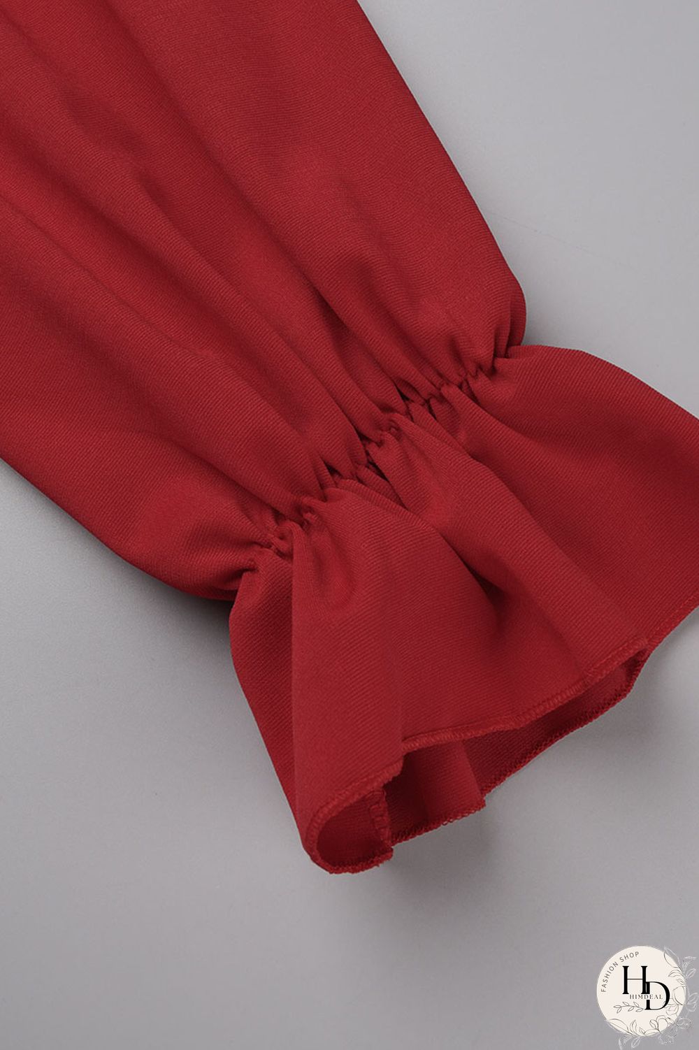 Rose Red Elegant Solid Patchwork Flounce Off the Shoulder One Step Skirt Dresses