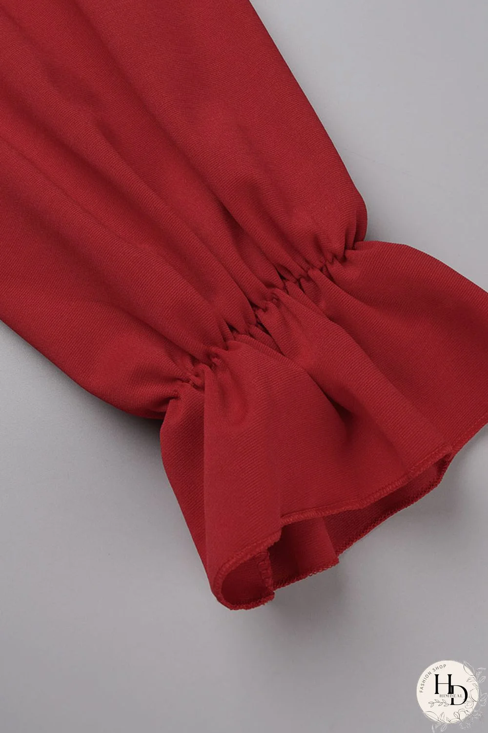 Rose Red Elegant Solid Patchwork Flounce Off the Shoulder One Step Skirt Dresses