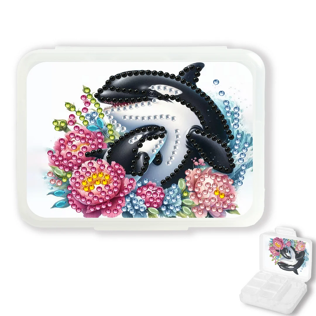 Shark Rhinestones Pill Storage Box Diamond Painting Pill Case for Art Craft