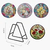 4PCS Diamond Painted Wooden Flower Placemats Insulated Dish Mats Comes with Mats