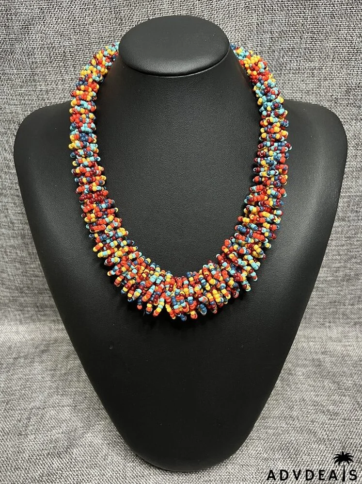 Color Block Beaded Necklace