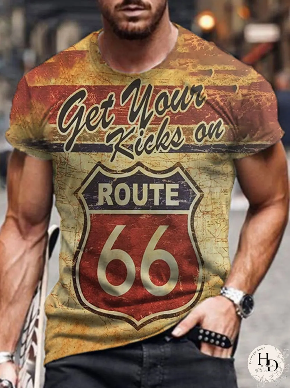 Route 66 Graphic Casual Long Sleeve Tee