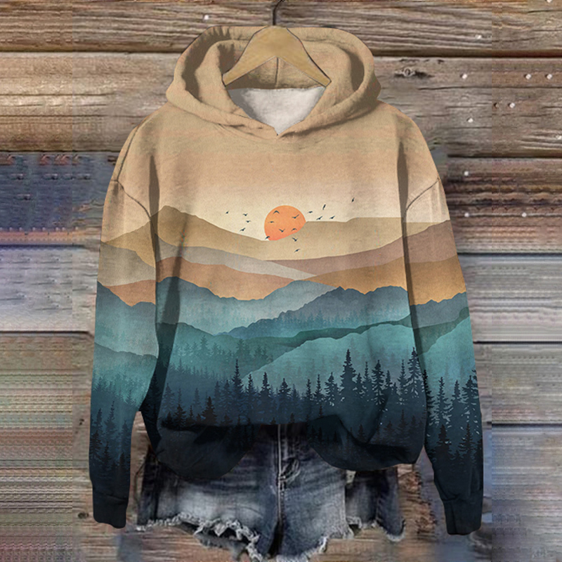  Forest Print Casual Long Sleeve Hoodie Westsshops