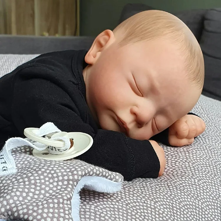 17" Soft Weighted Body Cute Lifelike Handmade Silicone Reborn Sleeping Baby Boy Doll Named Silvester Rebornartdoll® RSAW-Rebornartdoll®