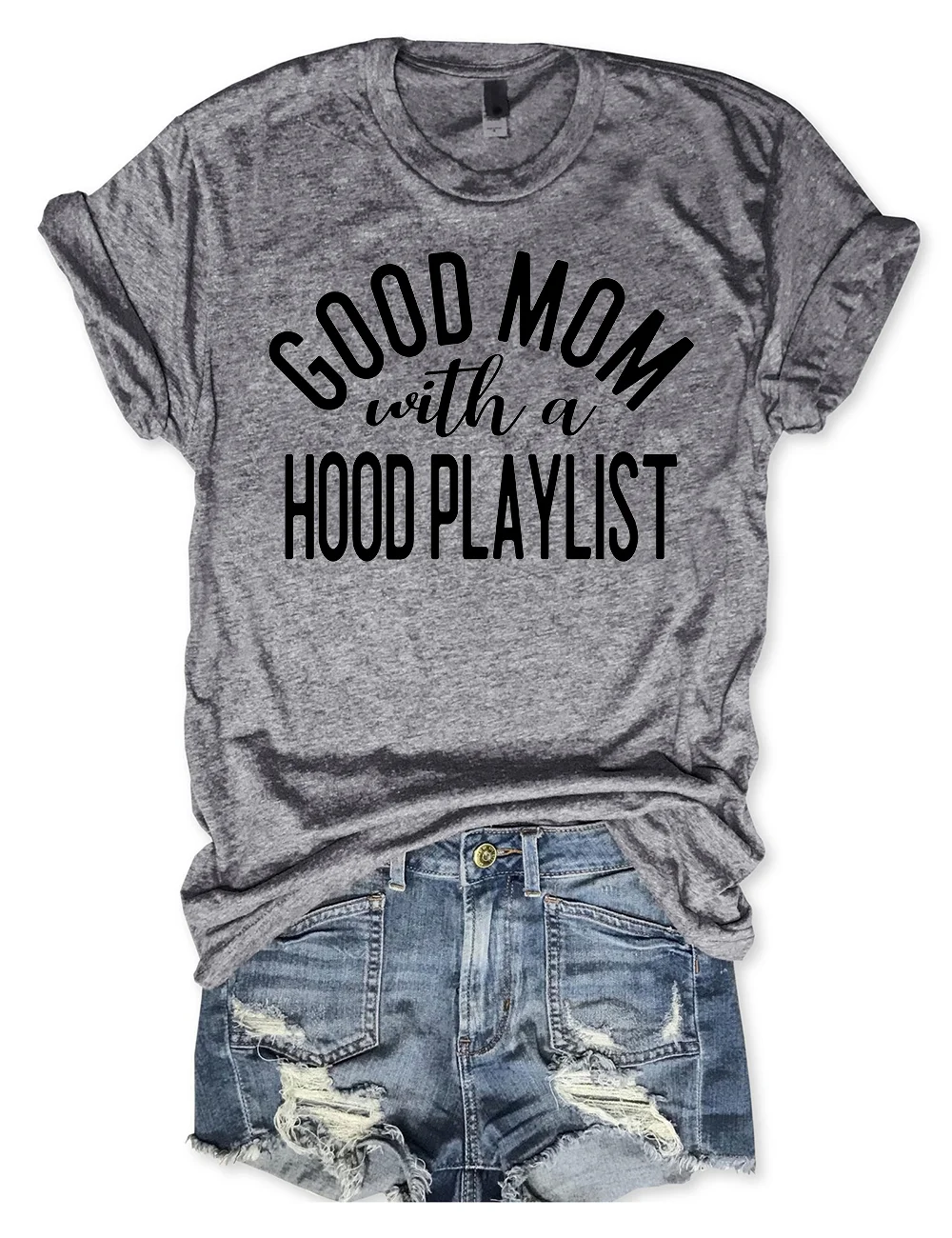 Good Mom With A Hood Playlist Tee