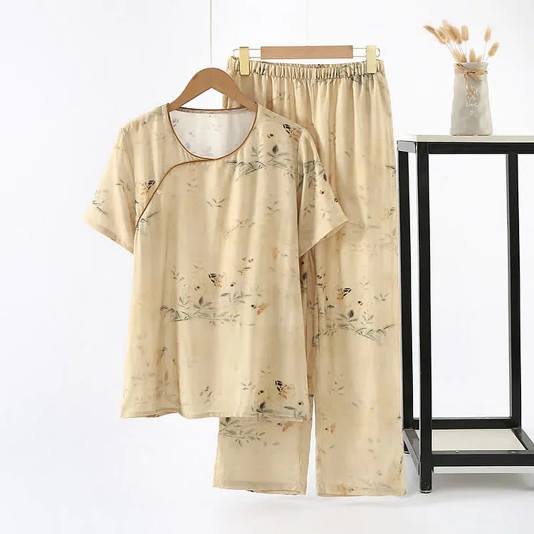 Bamboo Fiber Pastoral Style Nightwear Set Radinnoo.com