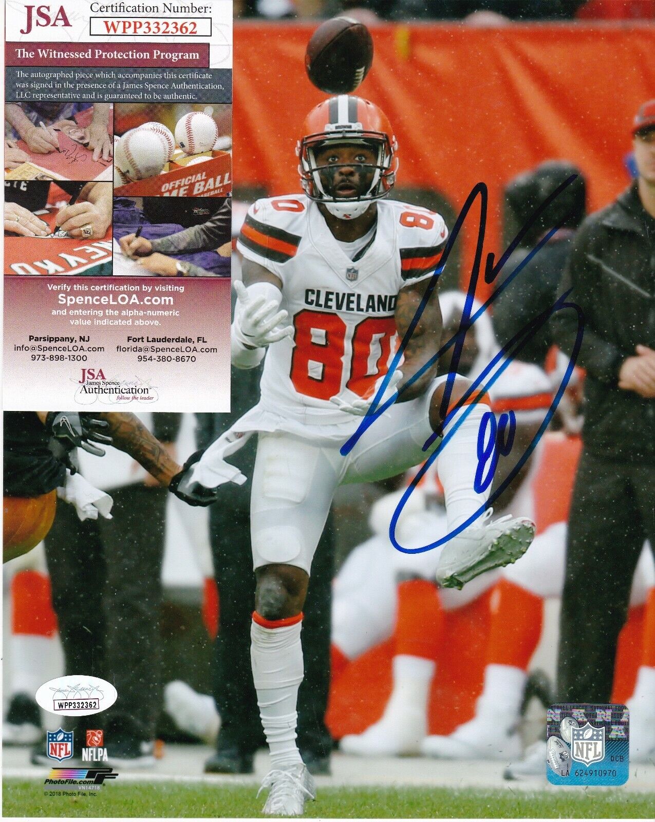 JARVIS LANDRY CLEVELAND BROWNS JSA AUTHENTICATED ACTION SIGNED 8x10