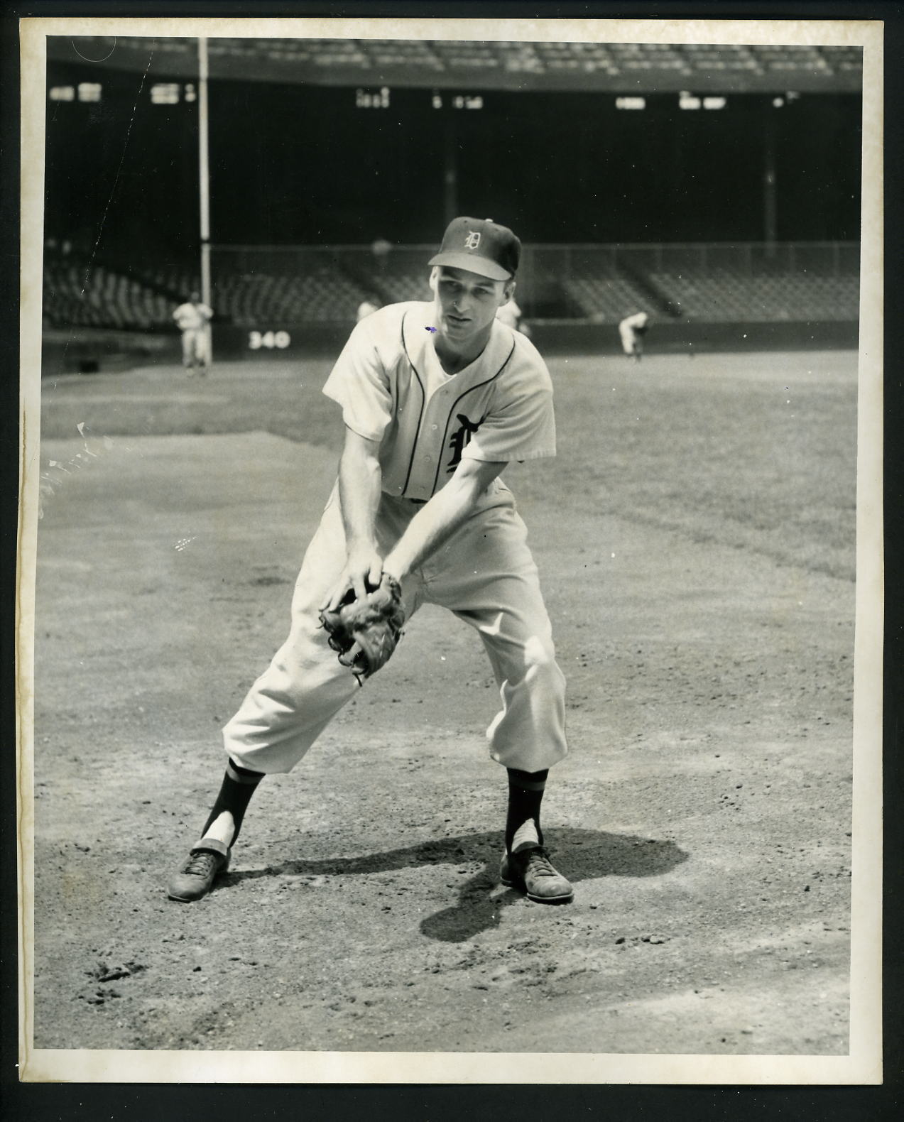 Frank Bolling fielding pose Briggs Stadium 1954 Press Wire Photo Poster painting Detroit Tigers