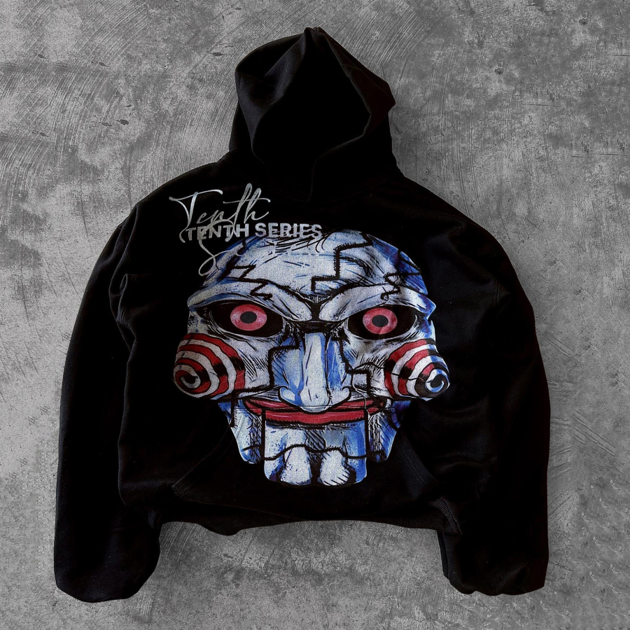 Sopula Vintage Street Clown Pattern Pocket Hoodie - SOPULA