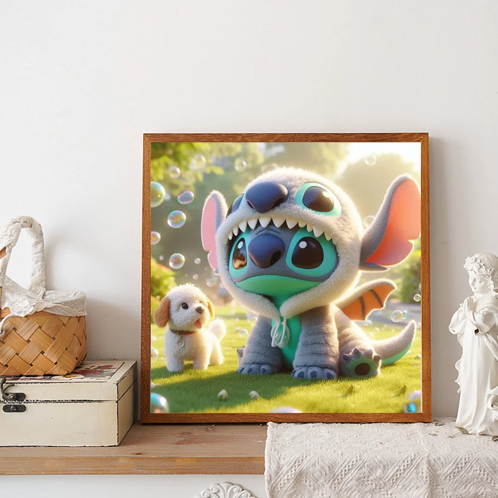 Diamond Painting - Full Round Drill - Stitch and Puppy(Canvas|30*30cm)