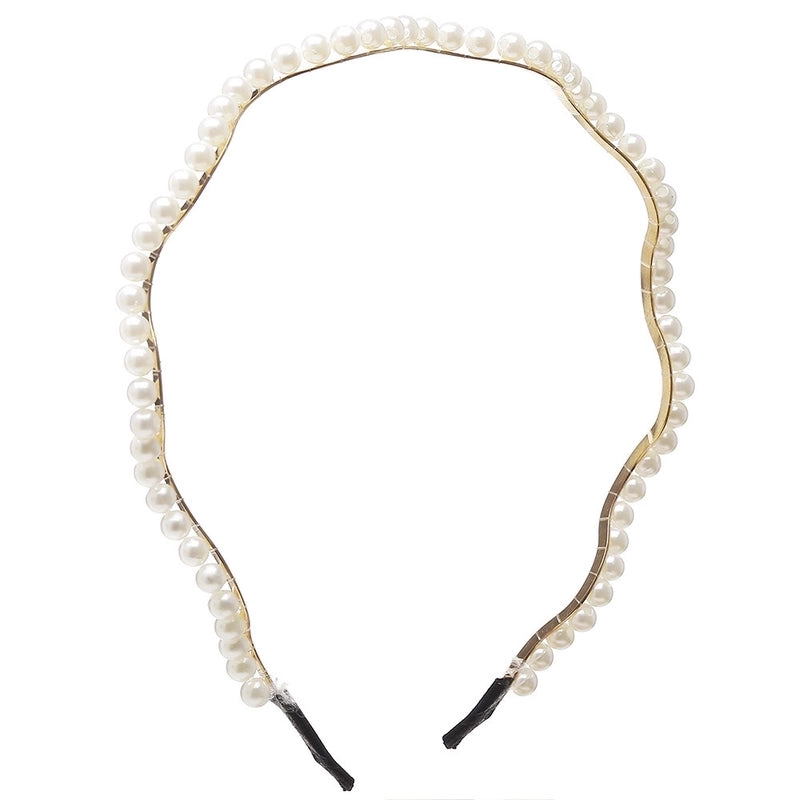 Sweet Geometric Alloy Inlay Artificial Pearls Hair Band