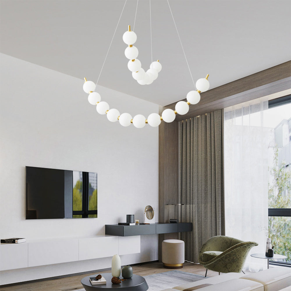 LED Brass White Globe Ball Chandelier For Living Room