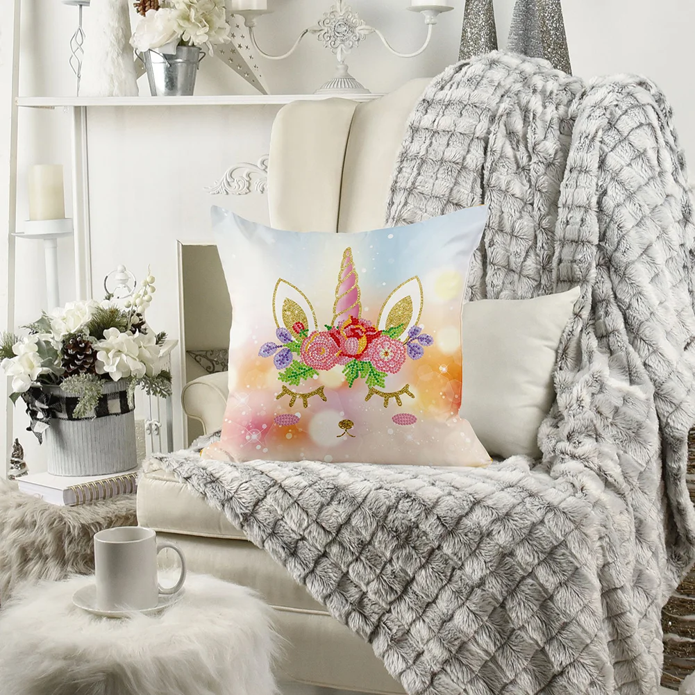 DIY Diamond Painting Pillow Case - Unicorn(30*30cm)(Single Side)