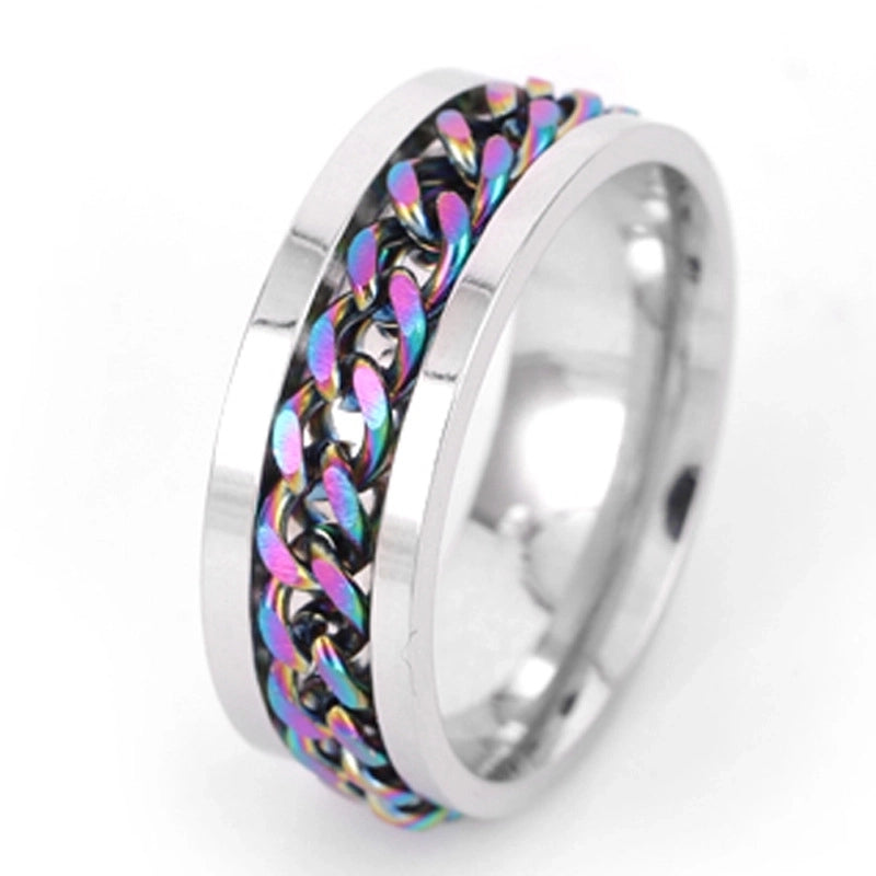 Fashion Stripe Titanium Steel Plating Unisex Rings Men Band Rings