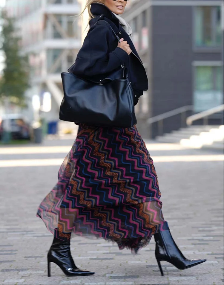 Women's 2025 Summer Mesh Skirt Light Weight Color Print Mesh Skirt 