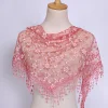 Floral Lace Triangular Scarf Breathable Tassels Hijab Shawl