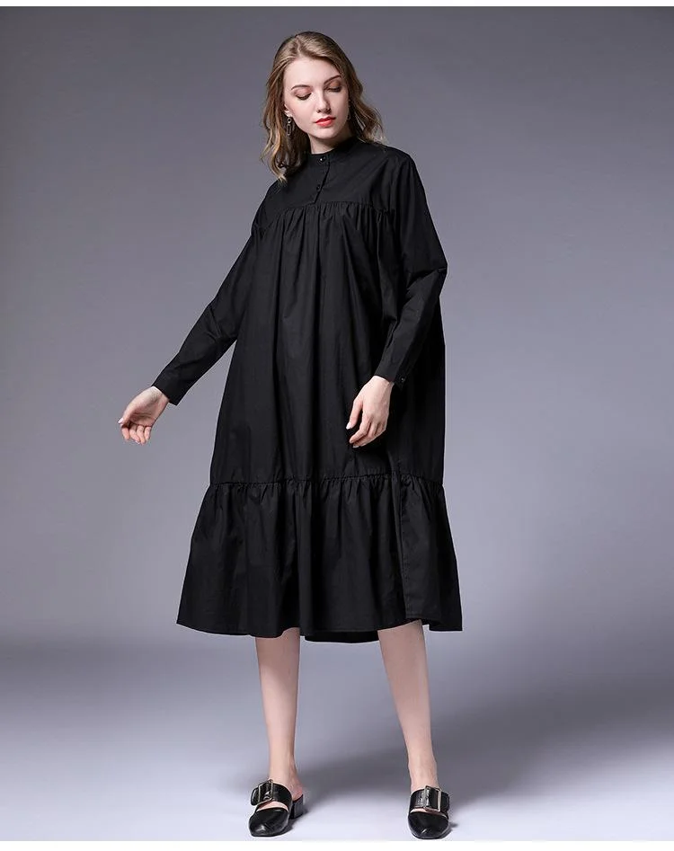 Women's new style casual literary midi dress