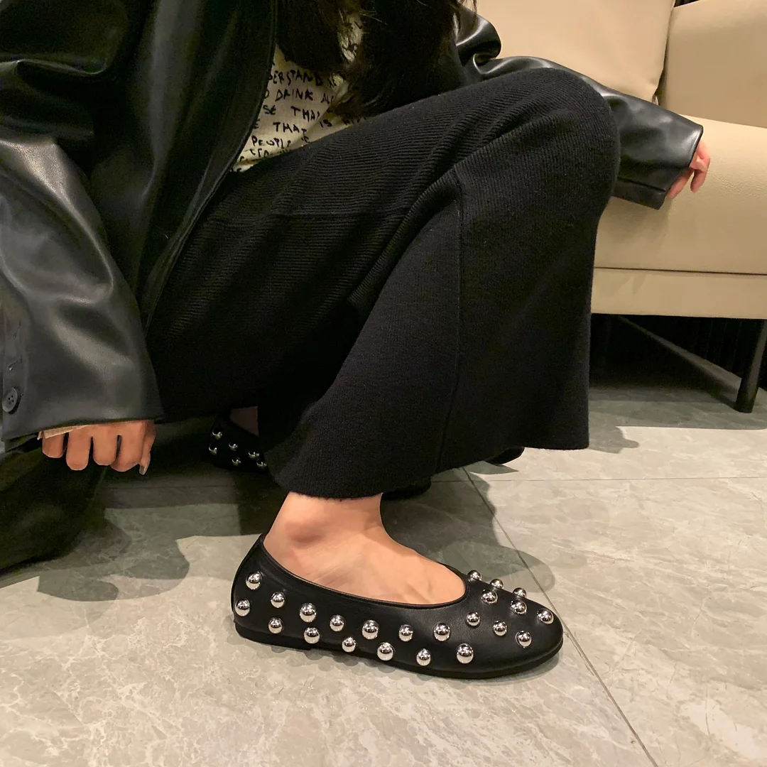 Yyvonne Women's Shoes Metal Decoration Small Scented Women's Shoes Soft Soles Are Not Tired Of Shallow Mouth Casual Single Shoes Women