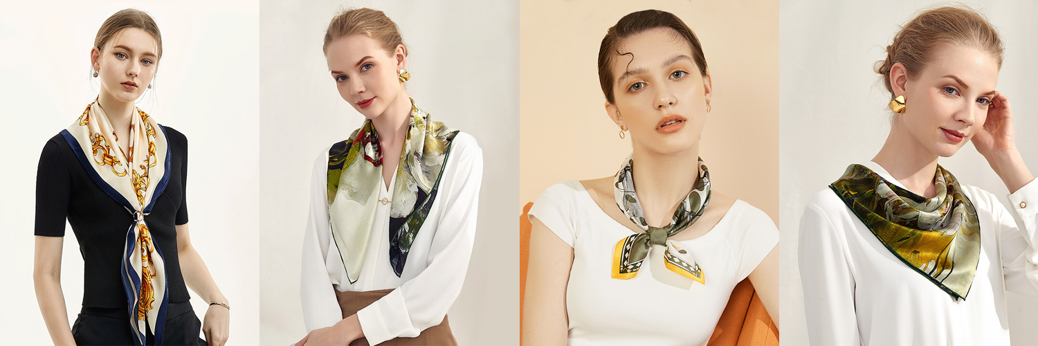 Real Silk Life Ways to wear a square silk scarf