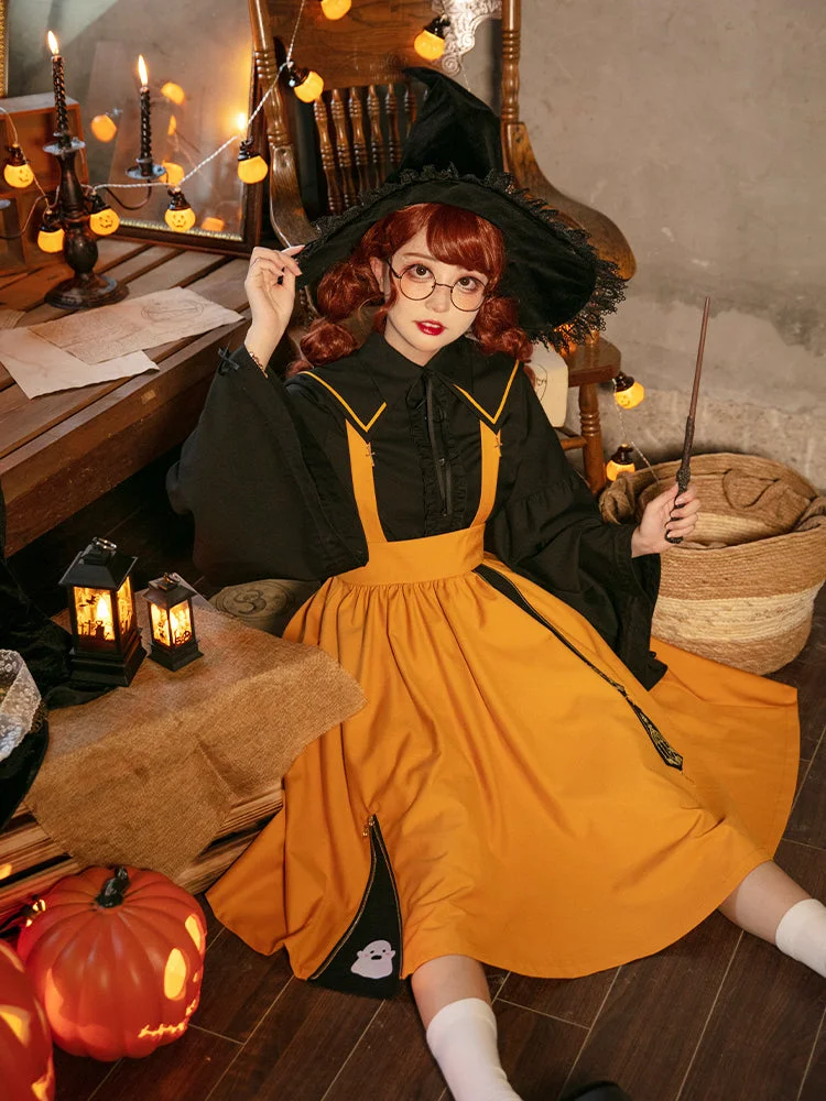 [Halloween Limit]  Little Witch Suit Long-Sleeved Suspender Skirt JK Uniform Suit SP18177