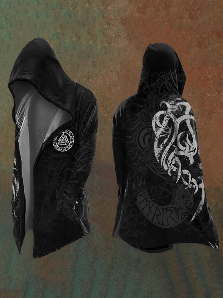 Men's Vikings Digital Print 3D Printed Vintage Hooded Jacket / Rvogue / Rvogue