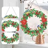 5D DIY Special Shaped Diamond Painting Christmas Hanging Wreath With Lamp String Kit