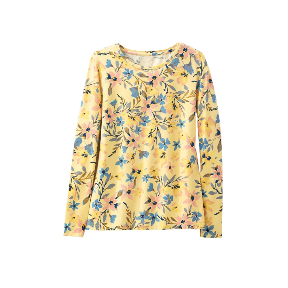 Women Long Sleeve V-neck Graphic Floral Printed Top