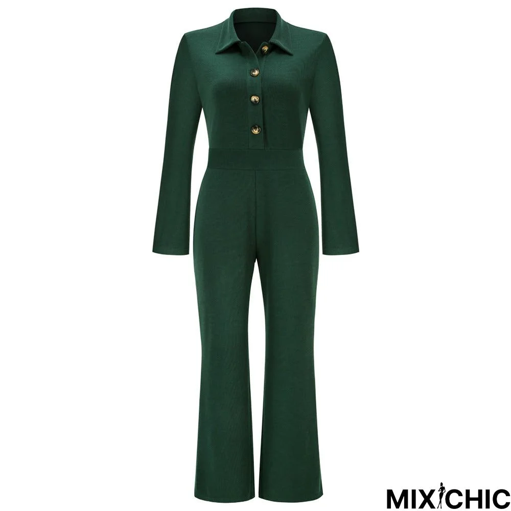 Fashion Solid Color Straight Jumpsuit Women's Plus Size Trousers