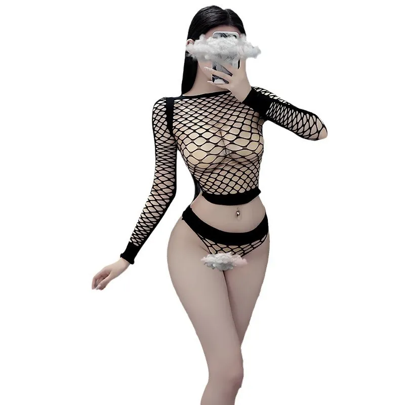 Churchf Ti's Night Vow Net Sex Sexy Split Hollow Sexy Fishing Net Long-Sleeved Net Suit Seduction Uniform 8133