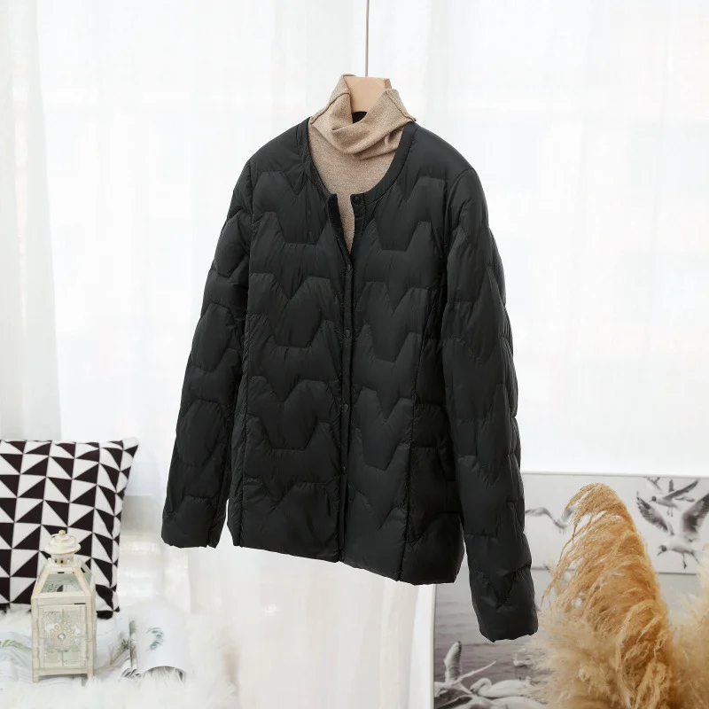 Toloer Autumn Winter New Round Collar Light White Duck Velvet Female Short Money Inside Outside Wear Warm Light Down Jacket Coat Tide-Outfit Ideas