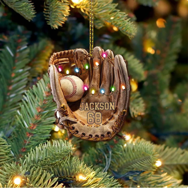 Baseball Gloves Christmas Ornaments, Baseball Ornaments Personalized, Baseball Lovers Christmas Ornaments
