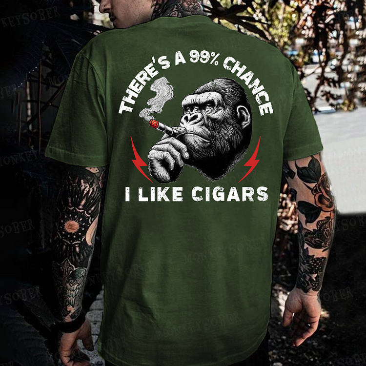 There's A 99% Chance I Like Cigars  Monkey T-shirt