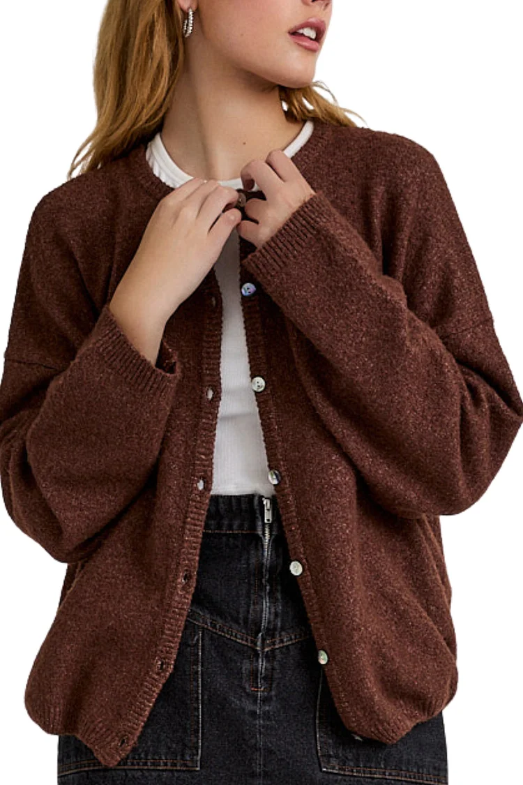 Lyssa Button Cardigan - Chocolate