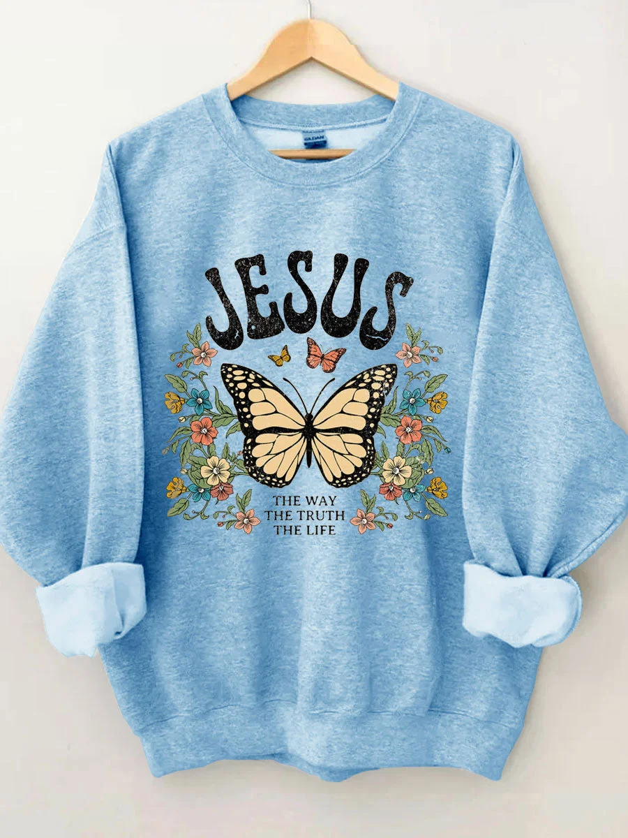 Jesus The Way The Truth The Life Boho Christian Sweatshirt