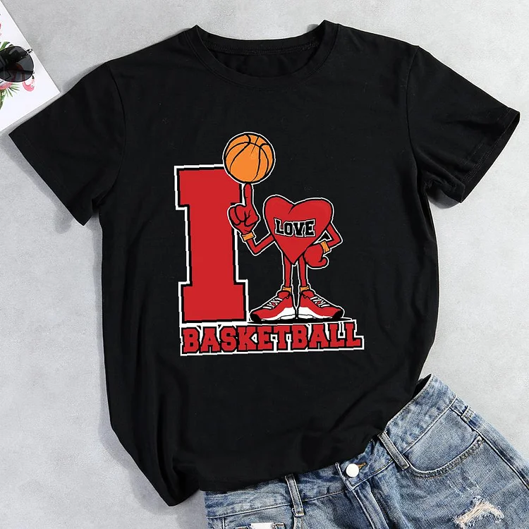 I love basketball Round Neck T-shirt-Annaletters