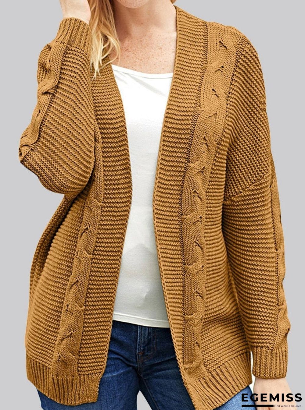 Casual Solid Color Long-Sleeved Cardigan | EGEMISS