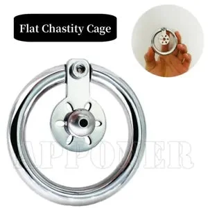 pornhint Pornhint New Stainless Steel Flat Chastity Cage Male Restraints Ring Control Lock Adult