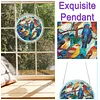 (18.5cm)DIY Acrylic Jigsaw Puzzle Window Hanging with Hanging Chain DIY Stained Glass Decoration Round Window Puzzle Decor for DIY Craft Project (Birds)