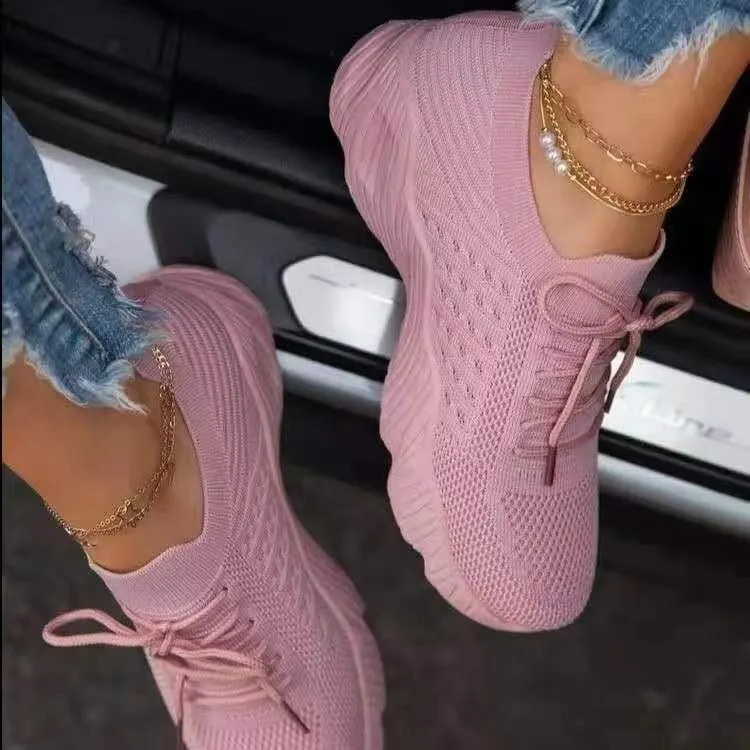 Women Sneakers Shoes 2021 Fashion Lace Up Platform Shoes Size 43 Mesh Casual Sports Shoes Woman Vulcanize Shoes Zapatillas Mujer